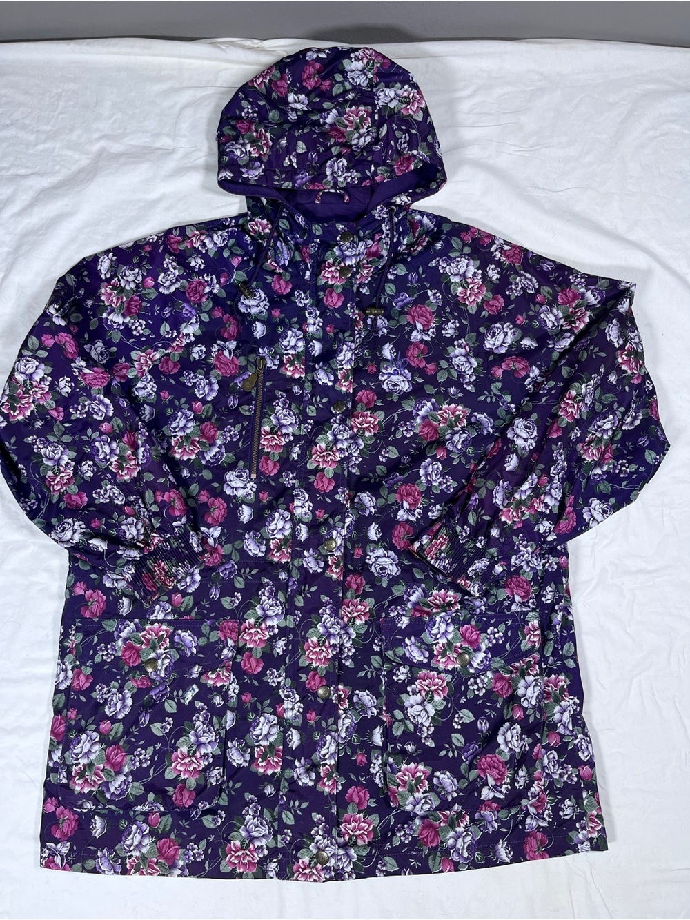 Northern Reflections Vintage Women's Floral Hooded Lined Windbreaker Size Large